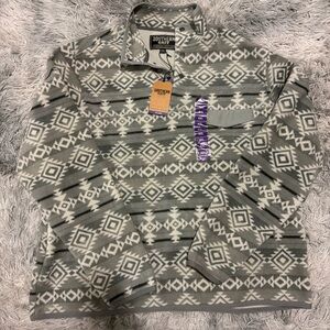 Southern Grit 1/4 Snap Pullover Mens Size XXL Taupe Southwestern Print Fleece